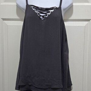 Torrid V Neck Spaghetti Strap Career Vacay Packable Soft Silky Lined Nylon Top